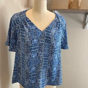 Counterparts Blue Geometric Women's Blouse